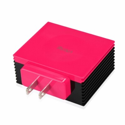 Reiko 4 Amp Four Ports Portable Travel Station Charger Hot Pink