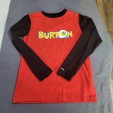 BURTON Boys SZ M Dryride Technical Long Sleeve T shirt Red Skiing Athleisure