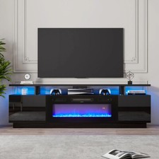 70'' TV Stand 36'' Electric Fireplace Storage Cabinet Media Flame Surround Unit