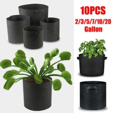 Pack of 10 Fabric Grow Pots Breathable Planter Bags 2/3/5/7/10/20 Gallon Bags AU