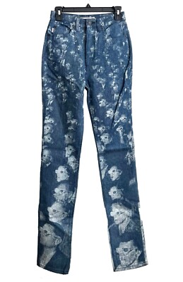 Marc Jacobs Runway Spring 2016 3D Glasses Print Blue Denim Jeans Size 25 NEW
