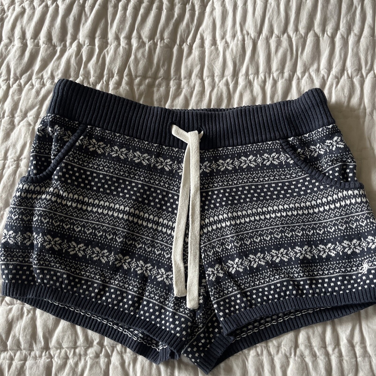 Jack Wills Blue Fair Isle/Snowflake Pyjama Shorts Womens UK8 VGC