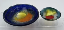 2 WIZO Home Industries Israel Fused Glass Bowls 🥣 Small & Medium w/Org Sticker