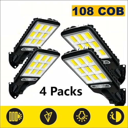 4-Pack Solar Street Lights 108 LED Motion Sensor Outdoor Wall Lamp w/ Remote - Picture 3 of 7