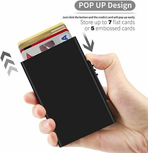 Black RFID Blocking Credit Card Holder Jhua Card Wallet Pop-up Card Protector Aluminum Slim Holder Case Up to 5 Cards