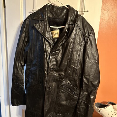 Vintage Bermans Leather Jacket Men's Large Brown Motorcycle Bomber Sz 46 T