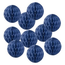 10Pcs Pompons en Papier de Soie 4" pour Décoration Murale, Bleu Marine