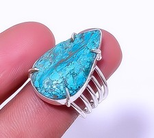 Chrysocolla - Africa Gemstone 925 Sterling Silver Solitaire Handmade Ring 8 R17