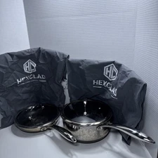 HEXCLAD Hybrid Non-Stick 8 Inch Fry Pan w. Lid & 7 Inch Pot With Lid 4 Piece Set