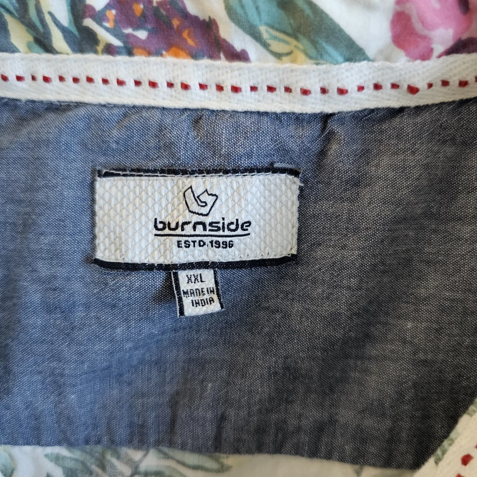 Camisa de campamento hawaiana Aloha estampado floral con piñas para hombre XXL Burnside Foto 4 de 4