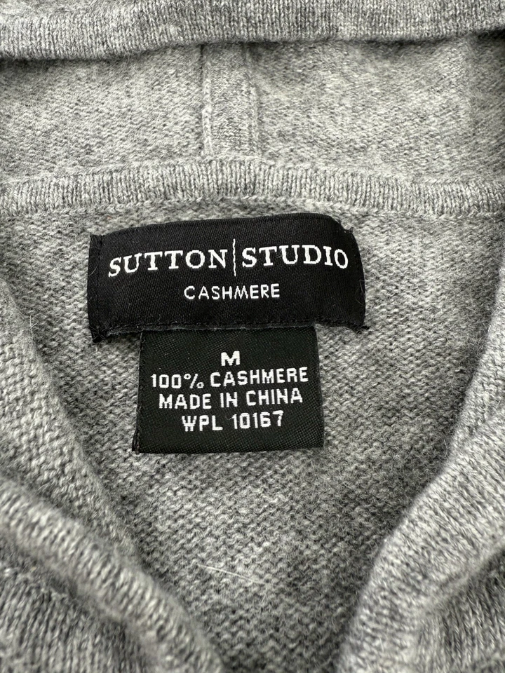 Suéter con Capucha Sutton Studio 100% Cachemira Cremallera Completa Para Mujer’s M Gris Foto 2 de 4