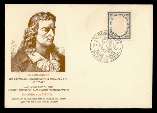 DR WHO 1955 GERMANY FDC FRIEDRICH SCHILLER R38888