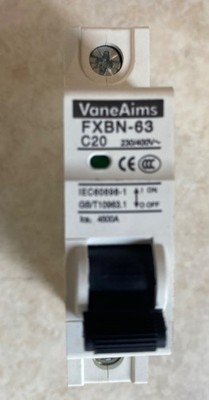 Vone Aims FXBN C20 1 POLE 110/230/400v Miniature Circuit Breaker NEW