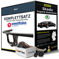 Für SKODA Superb Stufenheck II 3T4 Anhängerkupplung starr +eSatz 13pol uni. 08-