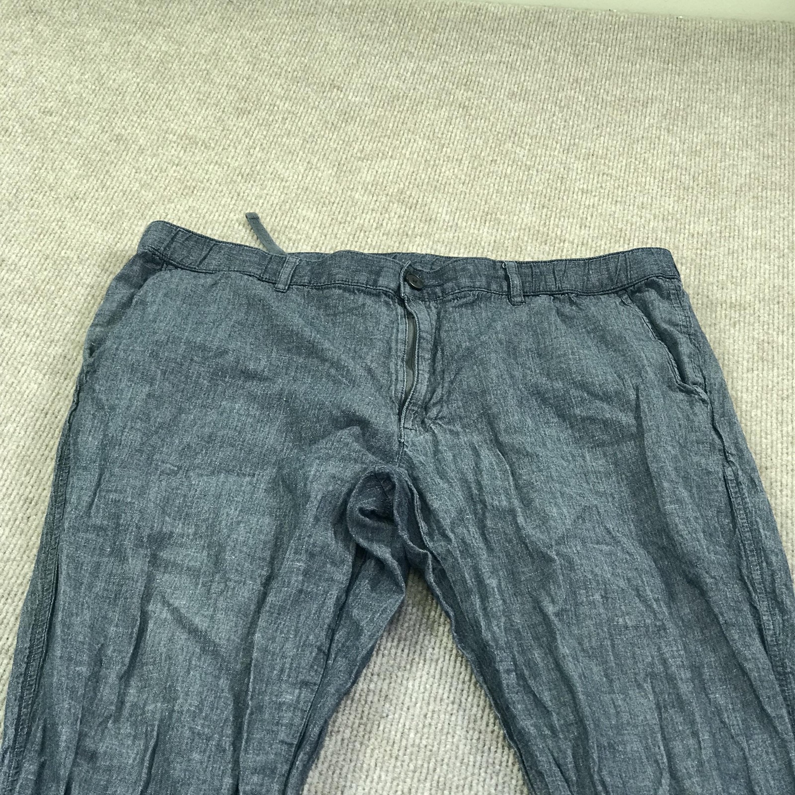 Uniqlo Pants Mens 37x28 Blue Linen Cotton Chambray Chino Straight Leg Casual thumbnail 2