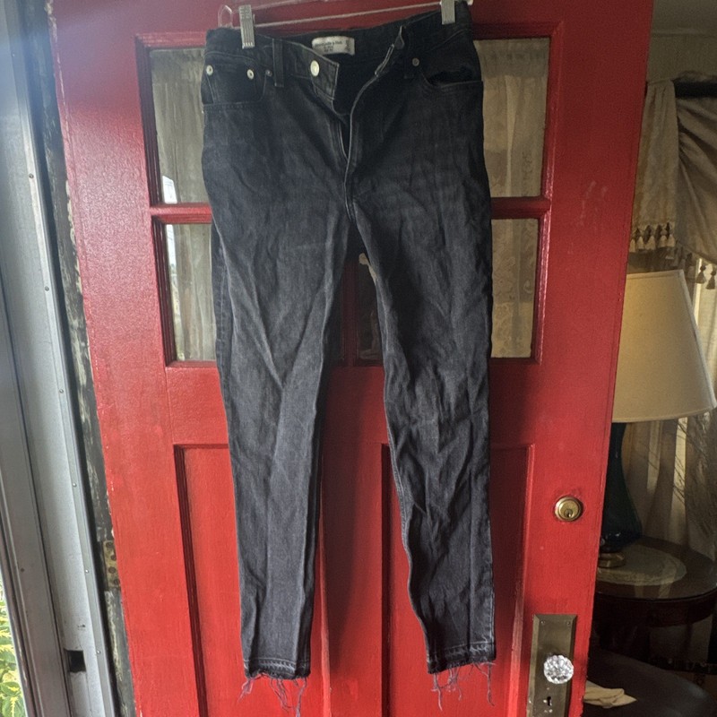Abercrombie & Fitch Women’s Skinny High Rise Black Denim Jeans Zip Button