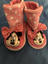 Disney Minnie Mouse Toddler Girls Bootie Slippers Size 5/6 Pink See Description