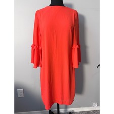 Banana Republic Coral Orange Dress Ruffle Sleeve Career Cocktail Size 6
