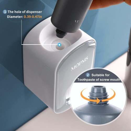 Dispensador de pasta de dientes montado en la pared para baño exprimidor automático de pasta de dientes... - Imagen 2 de 9