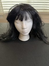 Black Long Costume Wig With Bangs Synthetic Hair Halloween Cosplay Adult Fantasy