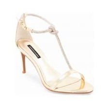 BCBGMAXAZRIA Platinum Rhinestone Heels   Size 9, Elegant Evening Sandals
