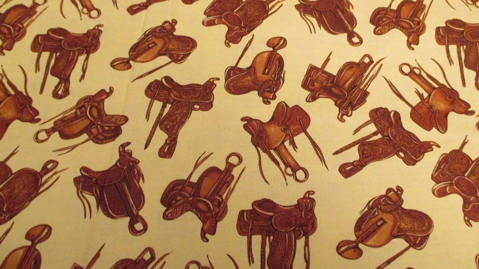 Queen of the Ranch Sillines Western Vaqueros Vaqueras Marrón Beige 1yd 27" x 44 Foto 4 de 4