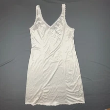 Vintage Sears White Full Slip Dress Size 49/8 Lace Trim Costa Rica