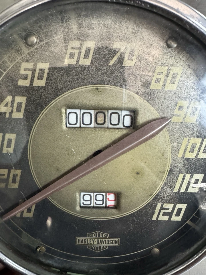 Harley Davidson 1947 velocímetro fabricante original Knucklehead modelo UL U WL 47 EL FL Foto 3 de 4