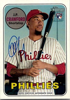 2018 Topps Heritage JP CRAWFORD ROOKIE Philadelphia Phillies AUTO MINT!