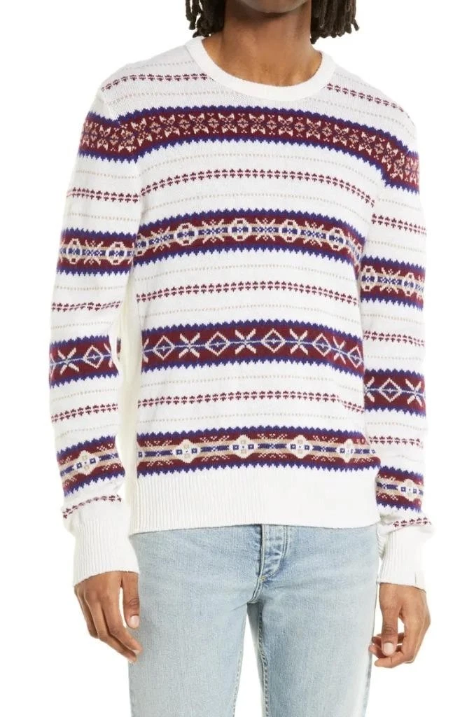 $395 - Rag & Bone Wesley Fair Isle Wool Crewneck Sweater Size M