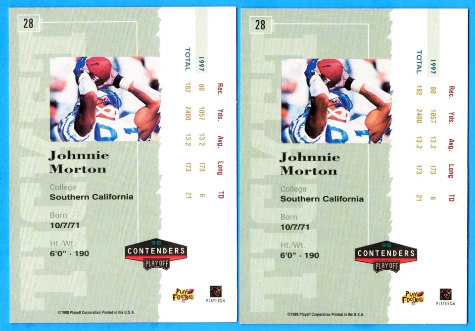 Johnnie Morton 1998 Playoff Ticket & Red #28 (ex) Detroit Lions - Image 2 of 2
