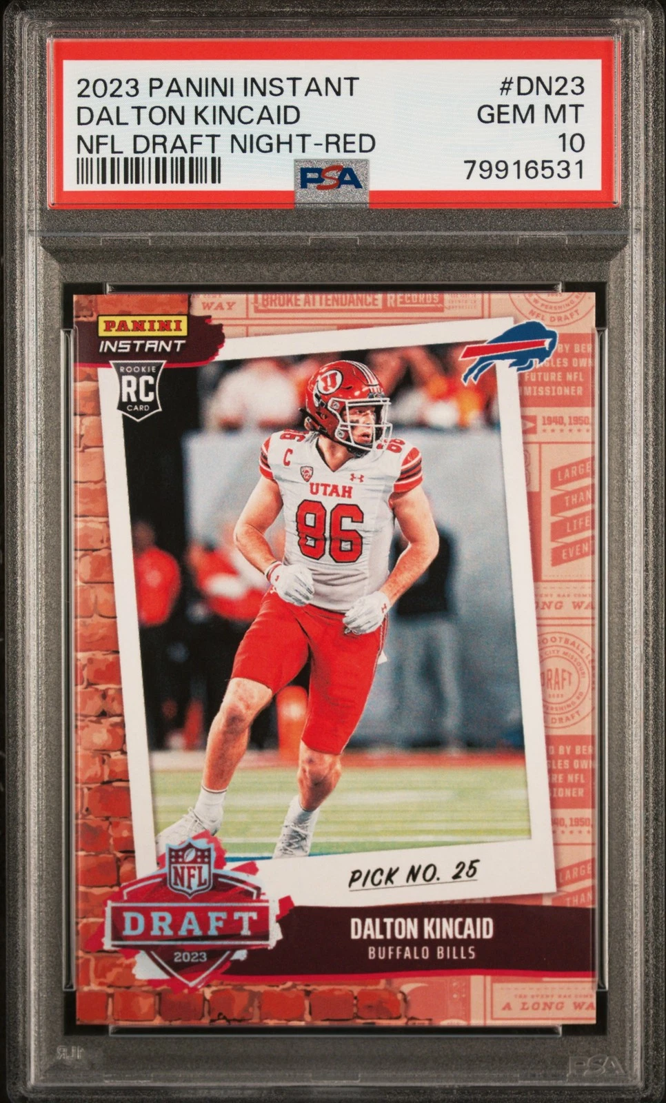 Dalton Kincaid Panini Instant NFL Draft Night #DN23 Red