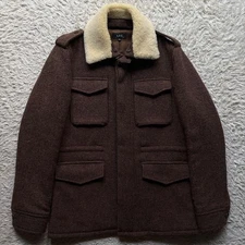 APC Harris Tweed Blouson Jacket L Removable Boa Double Zip Used -Shipping from