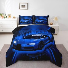 Boys Racing Car Comforter Set All Season Race car Bedding Set with 1 Pillow C...