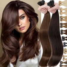 Itip Stick I Tip Real Remy Human Hair Extensions Micro Loop Link Bead Brunette