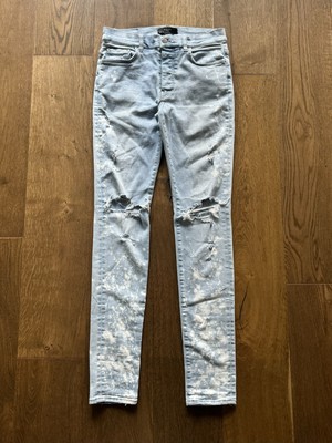 Amiri Jeans Bandana Bleach Stained Distressed Skinny Denim Size Waist 32