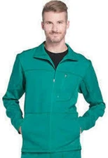 Dickies Dynamix Men Warm Up Scrubs Jacket Zip Front Plus, Size:4XL, Hunter Green