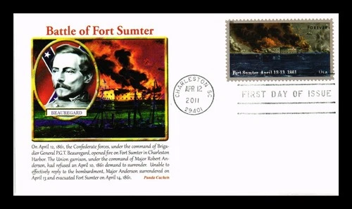 US COVER BATTLE OF FORT SUMTER CIVIL WAR SESQUICENTENNIAL FDC PANDA CACHET