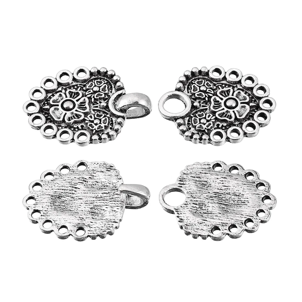 Mantel Schließe 4 Paare Aufnähen Haken und Ösen Vintage Umhangspangen (Silber) - Bild 3 von 4