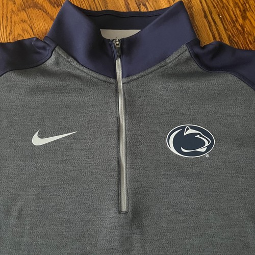 Nike Penn State Quarter Zip Pullover Training Top Mens M Dri-Fit Gray Blue NCAA - Picture 2 of 11