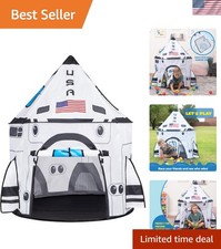 Rocket Ship Play Tent Pop up Play Tent Kids Indoor Outdoor Spaceship Playhous...