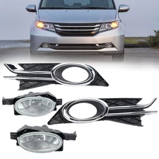 Fog Light Driving Lamp Cover Bezel Wiring Switch Kit For Honda Odyssey 2014-2017