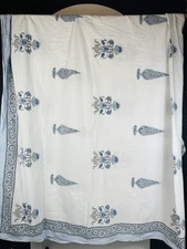 Blue White Floral Tablecloth Very Large 110" X 101" Approx. 9 ft X 9 ft
