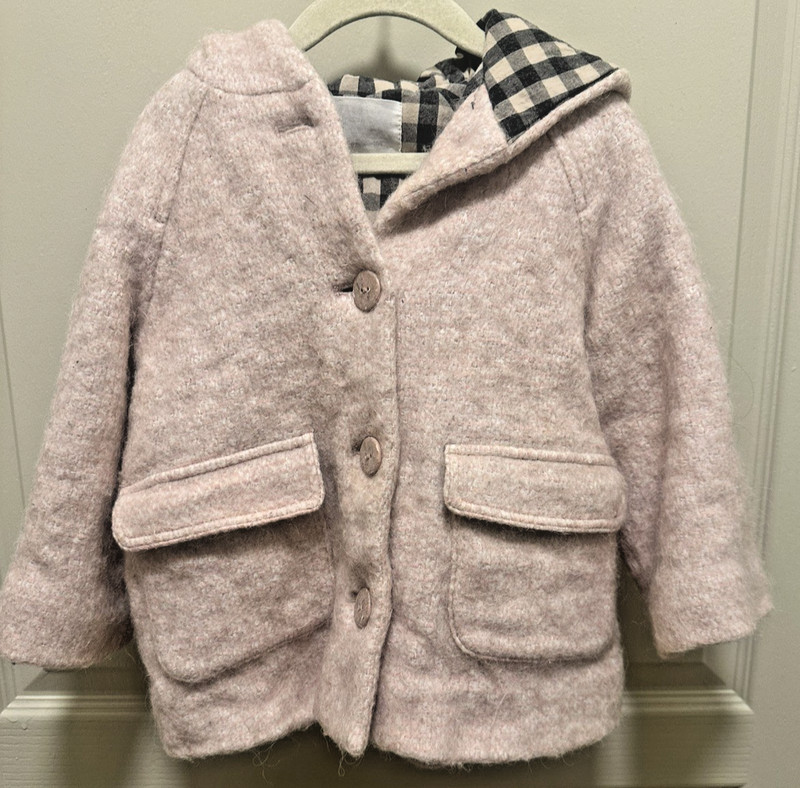 Zara Kid Size 3/4 Girls Light Pink Winter Coat Jacket with Hood
