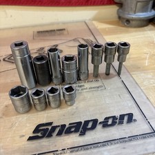 Snap On Tools Lot Of 12 Sockets Vintage Multiple Size Metric Mixed Impact
