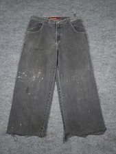 Vintage JNCO Baggy Jeans Men's 36 x 32 (FITS 36 x 27) Black Faded Stained Cut