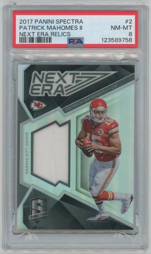 2017 Spectra 2 Patrick Mahomes New Era Relics PSA 8 719984