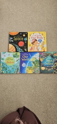 Usborne look inside X5 Books our world, seas oceans nature body and inside space