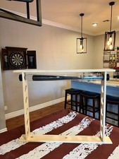 6 Bat - Wood Baseball Bat Display Rack W/Top & Bottom Shelf, Baseballs