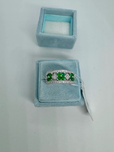 2Ct Round Cut Lab-Created Emerald Art Deco Antique Ring 14K White Gold Plated - Picture 10 of 10